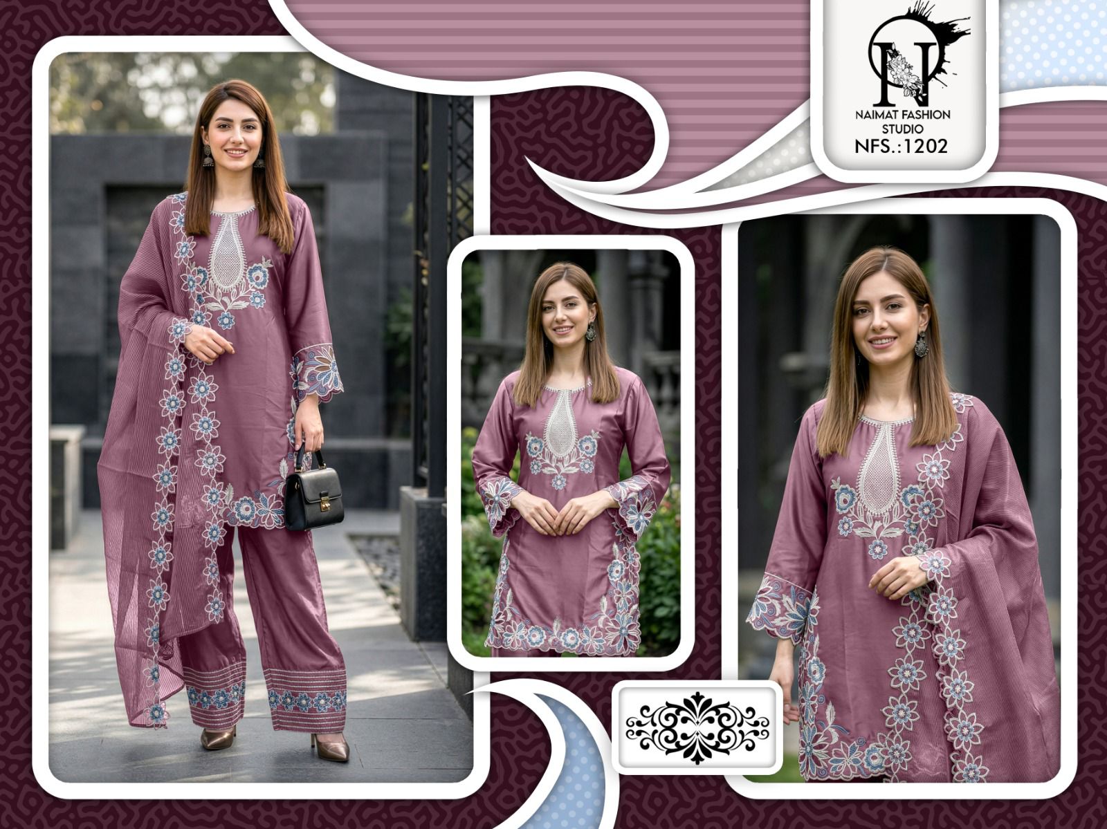 Nfs 1202 Naimat Fashion Studio Pakistani Readymade Suits Supplier Ahmedabad