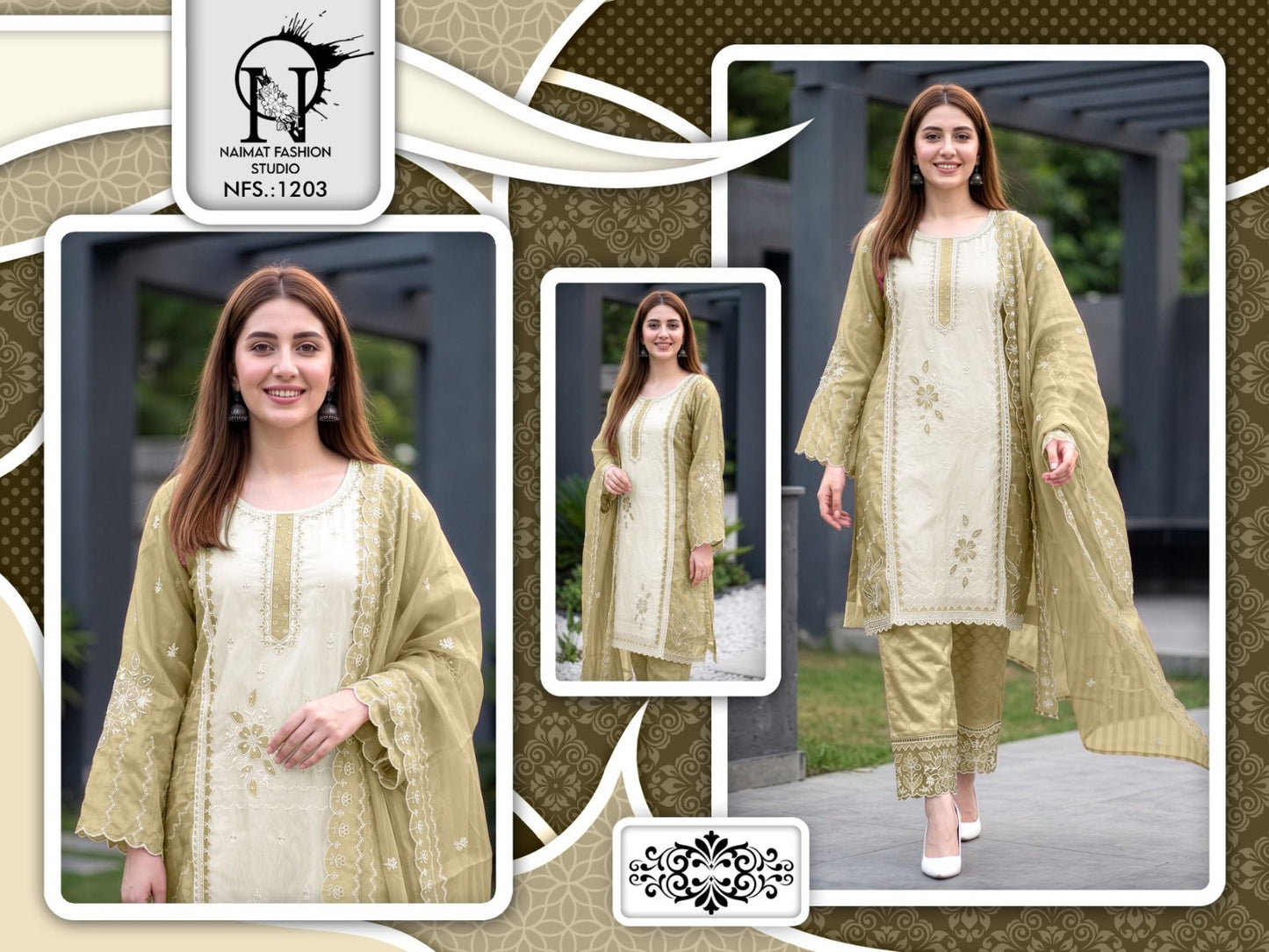 Nfs 1203 Naimat Fashion Studio Pakistani Readymade Suits Supplier