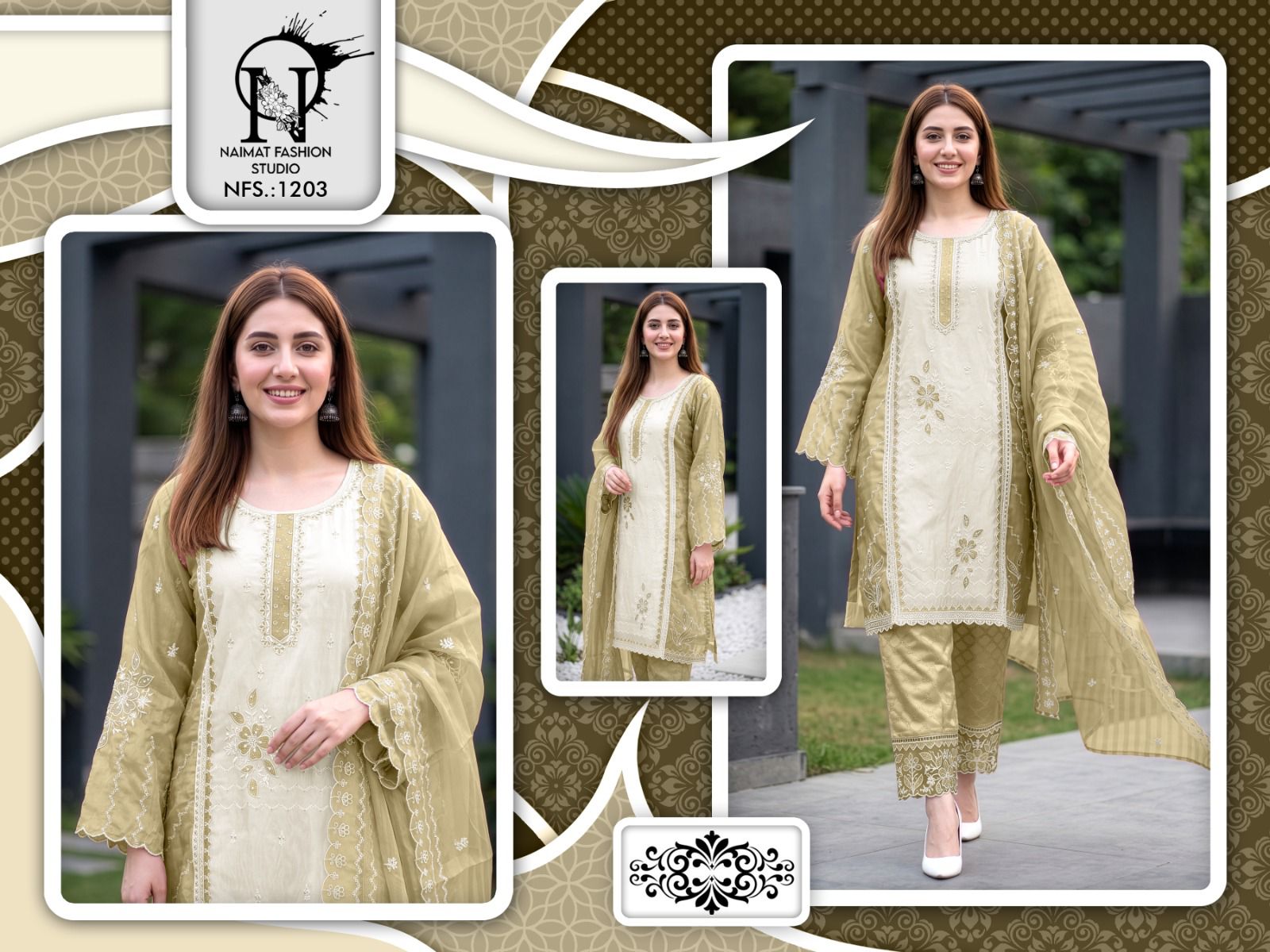 Nfs 1203 Naimat Fashion Studio Pakistani Readymade Suits Supplier