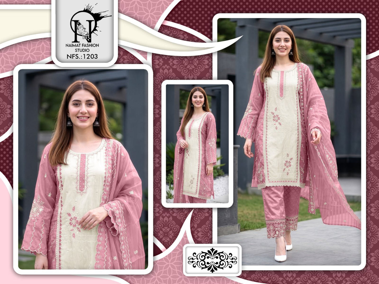 Nfs 1203 Naimat Fashion Studio Pakistani Readymade Suits Supplier