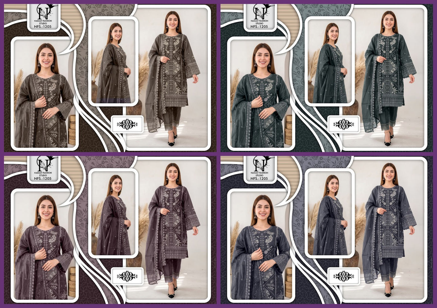 Nfs 1205 Naimat Fashion Studio Pakistani Readymade Suits Wholesaler Gujarat