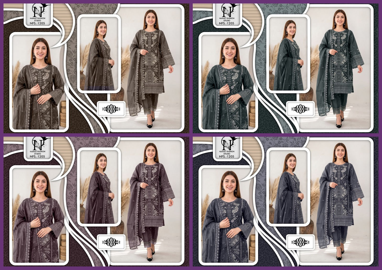Nfs 1205 Naimat Fashion Studio Pakistani Readymade Suits Wholesaler Gujarat