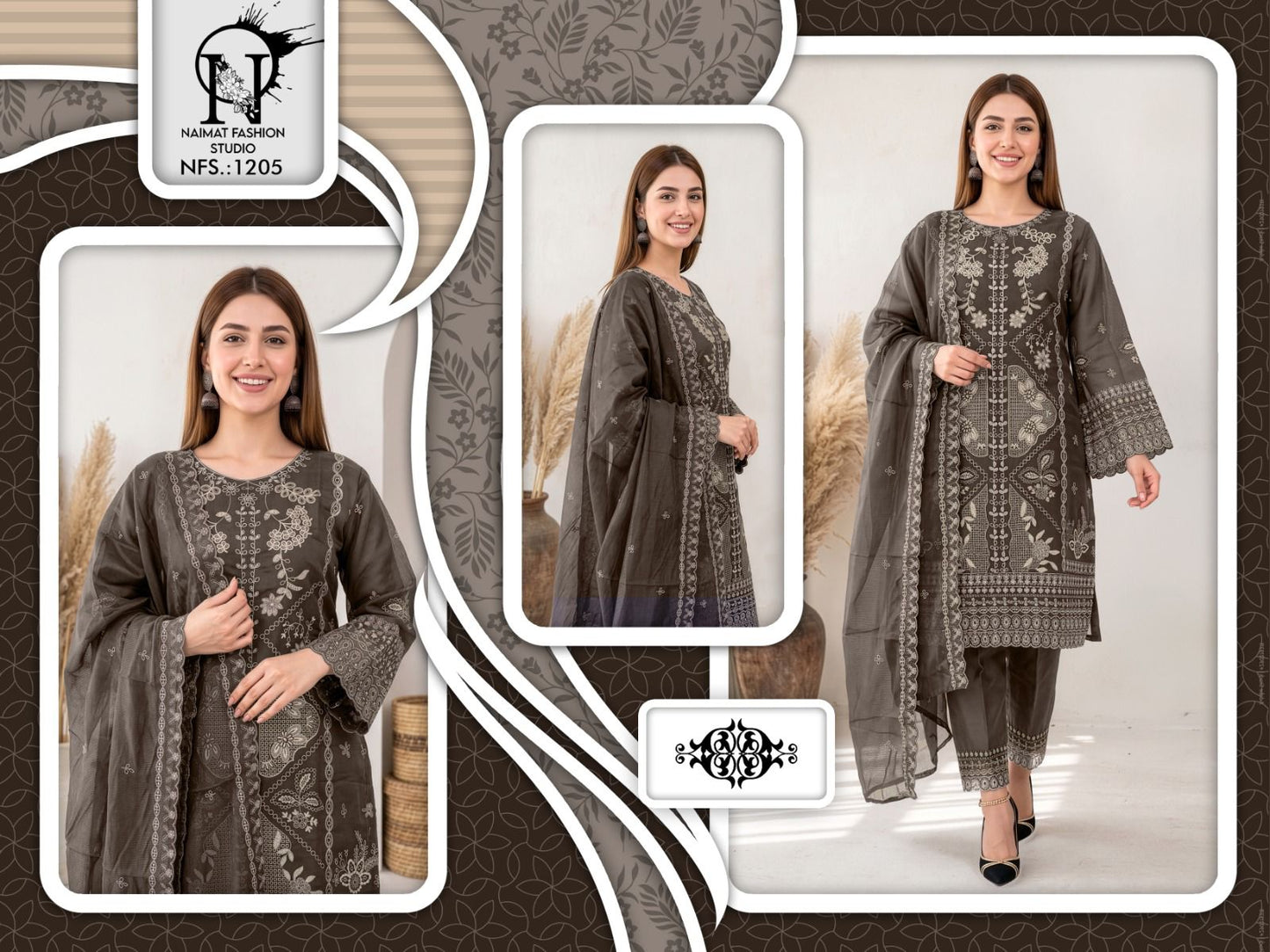 Nfs 1205 Naimat Fashion Studio Pakistani Readymade Suits Wholesaler Gujarat