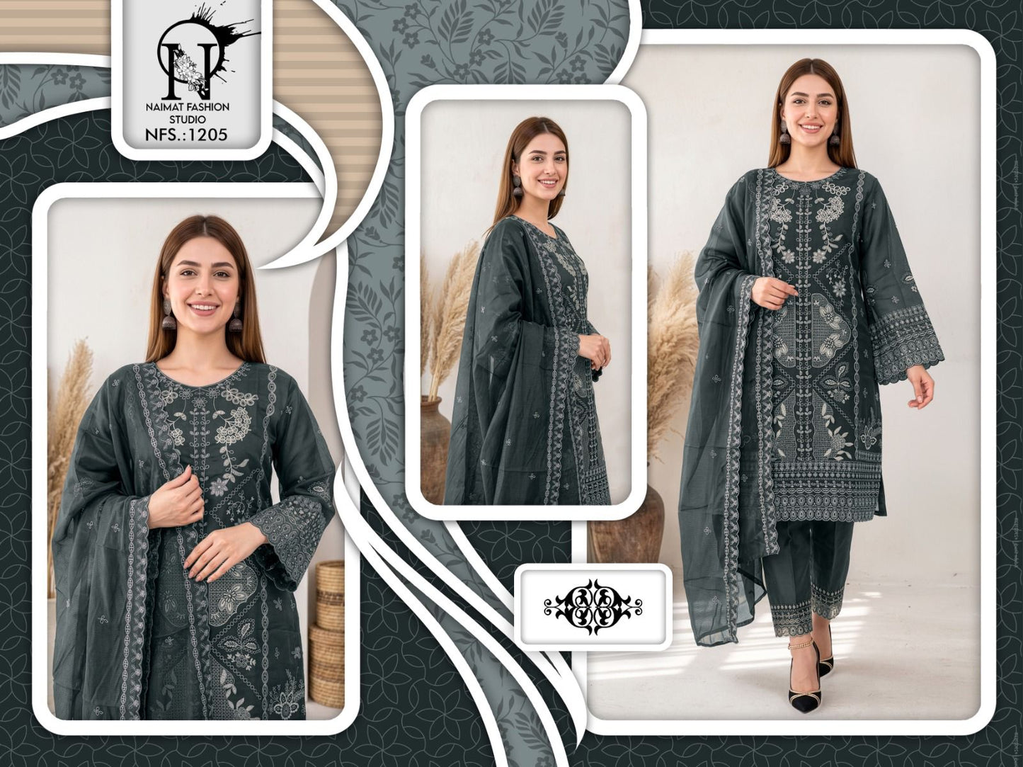 Nfs 1205 Naimat Fashion Studio Pakistani Readymade Suits Wholesaler Gujarat