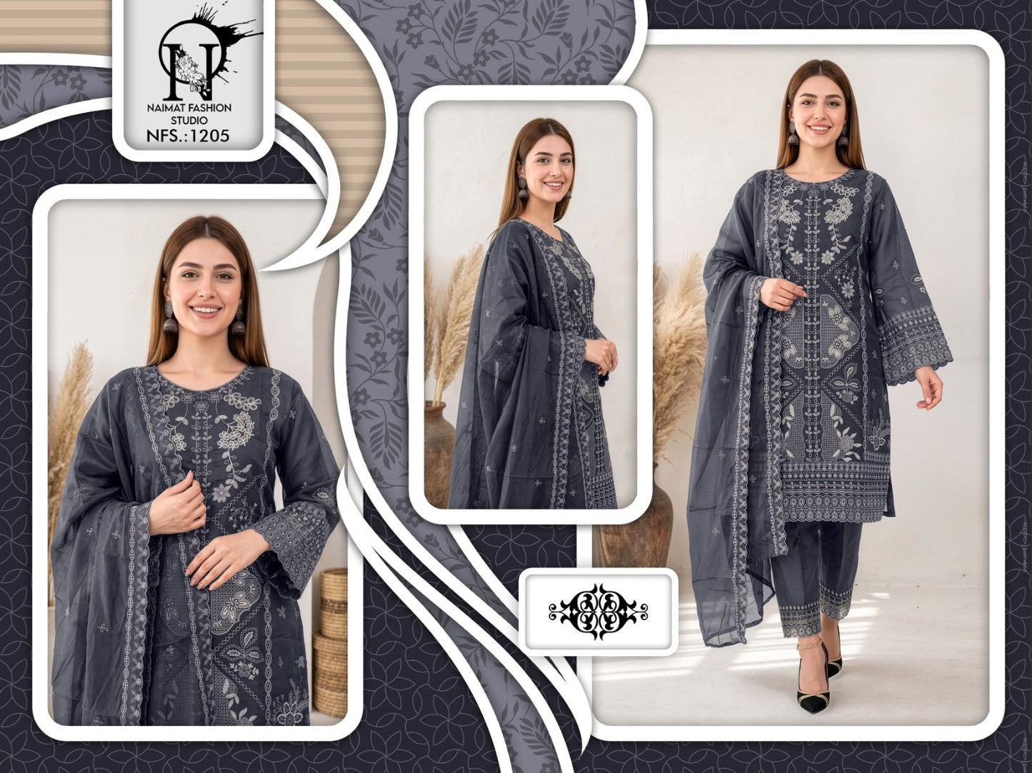 Nfs 1205 Naimat Fashion Studio Pakistani Readymade Suits Wholesaler Gujarat