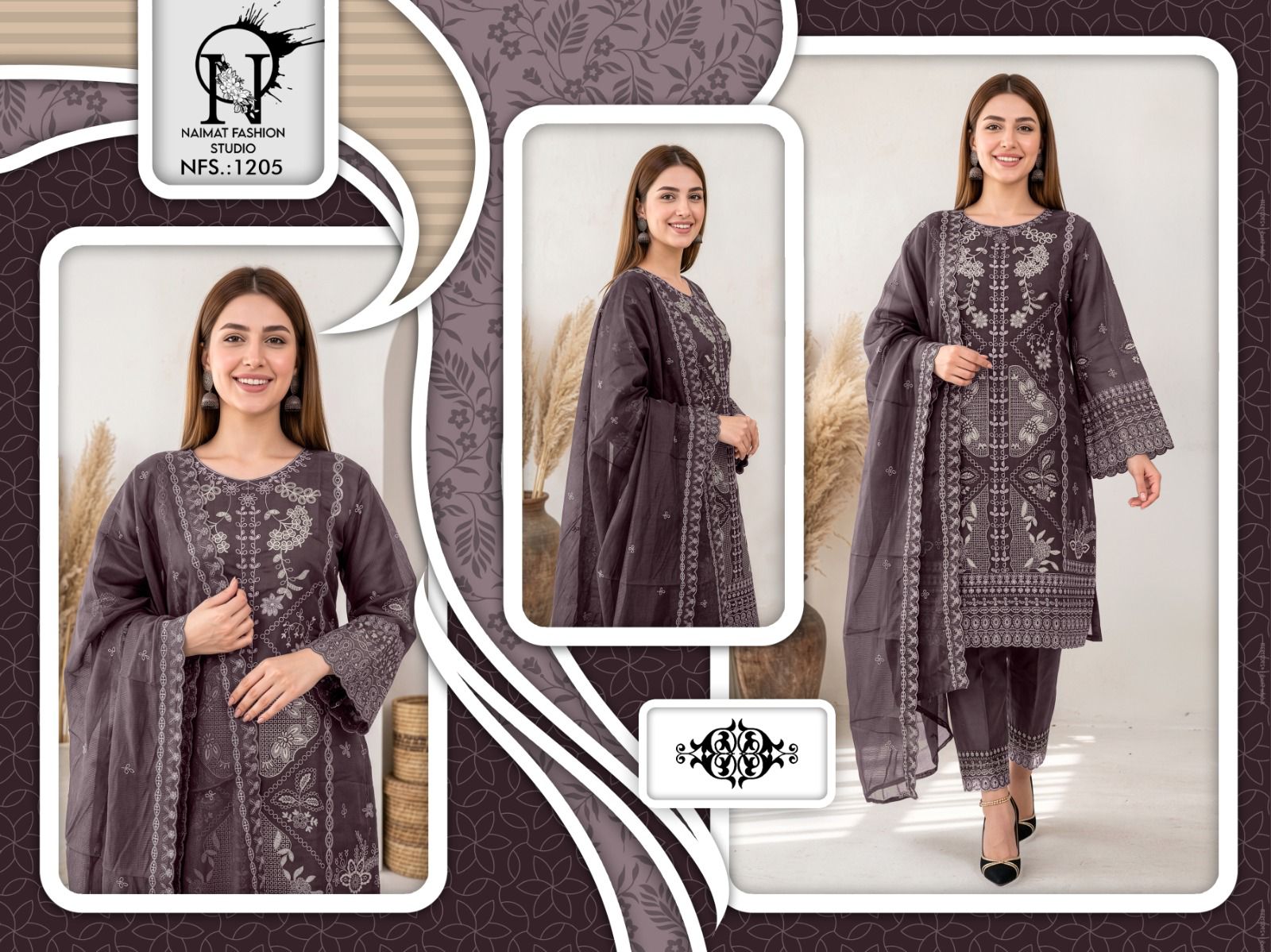 Nfs 1205 Naimat Fashion Studio Pakistani Readymade Suits Wholesaler Gujarat