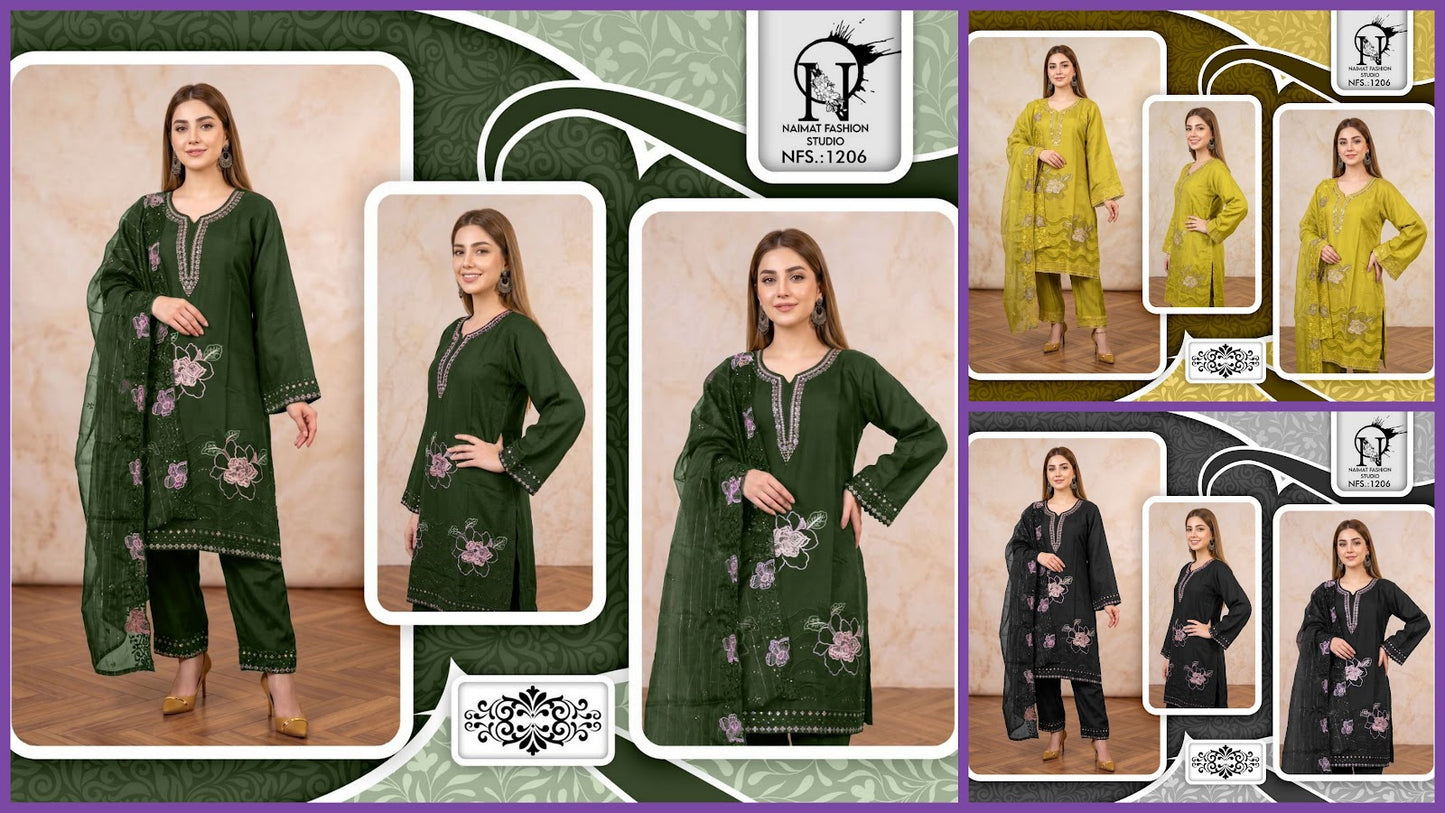 Nfs 1206 Naimat Fashion Studio Cotton Pakistani Readymade Suits Wholesale
