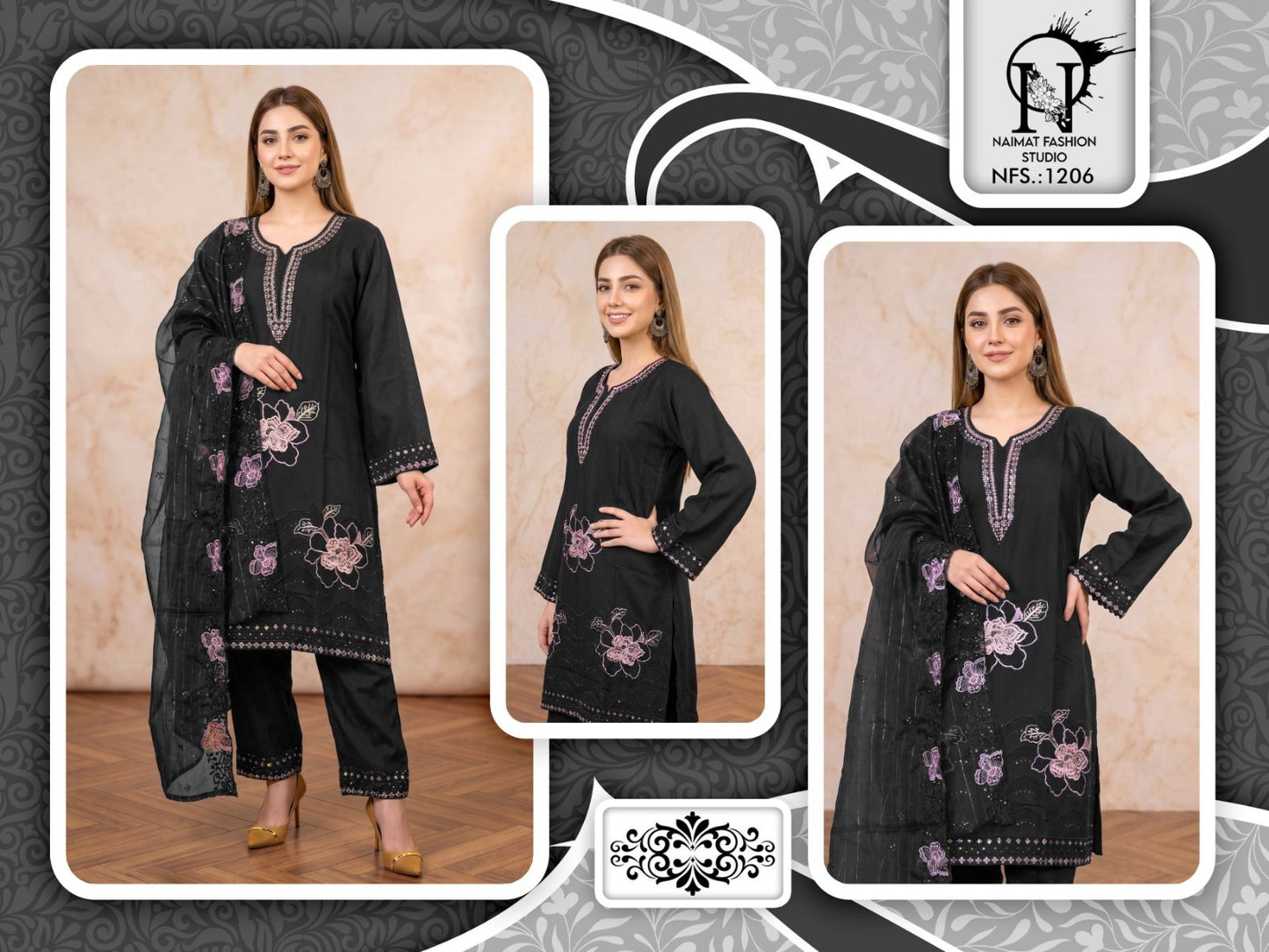 Nfs 1206 Naimat Fashion Studio Cotton Pakistani Readymade Suits Wholesale