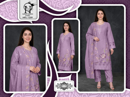Nfs 1209 Naimat Fashion Studio Cambric Cotton Pakistani Readymade Suits Manufacturer