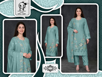 Nfs 1209 Naimat Fashion Studio Cambric Cotton Pakistani Readymade Suits Manufacturer
