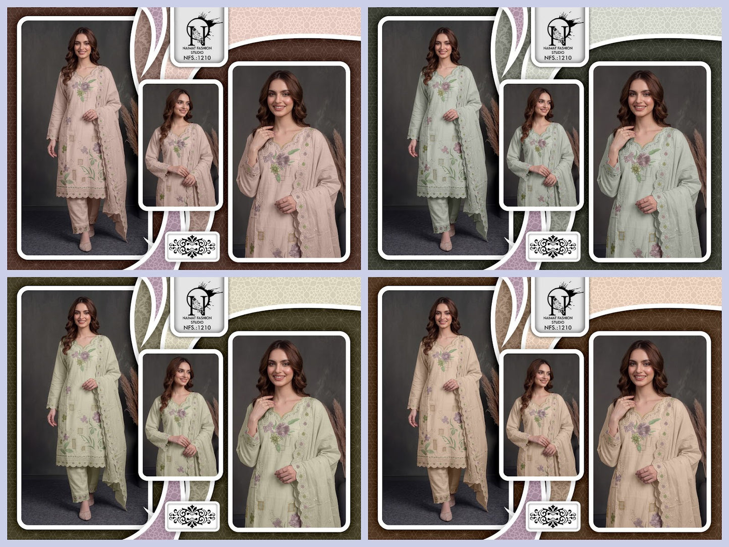 Nfs 1210 Naimat Fashion Studio Cambric Cotton Pakistani Readymade Suits Supplier