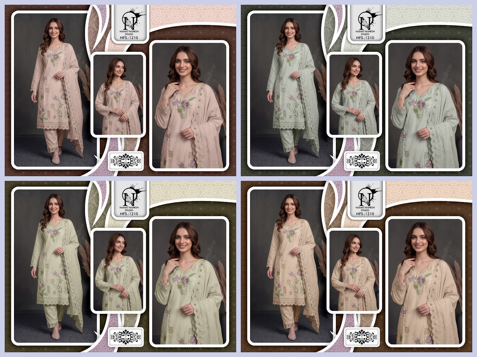 Nfs 1210 Naimat Fashion Studio Cambric Cotton Pakistani Readymade Suits Supplier