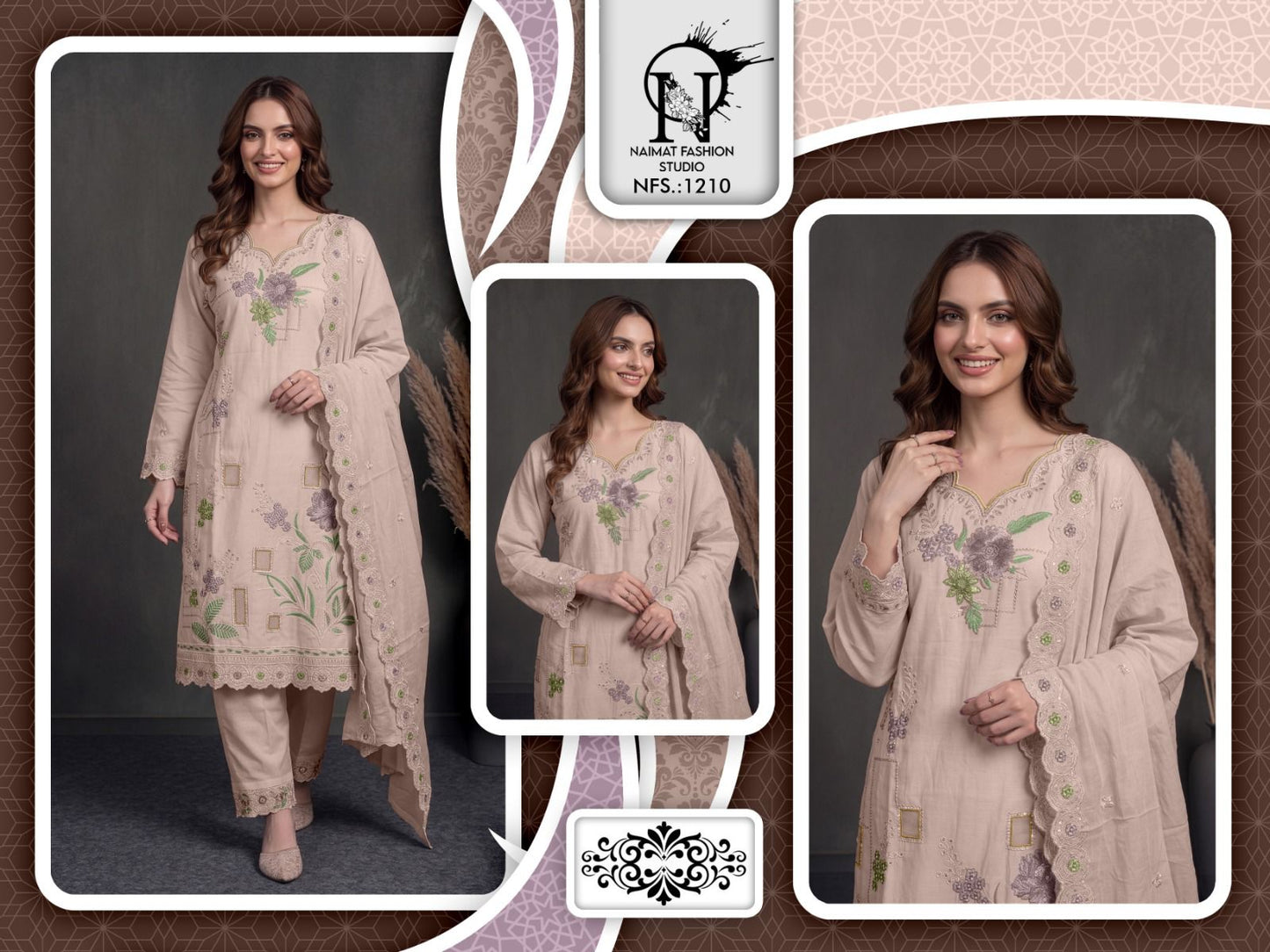 Nfs 1210 Naimat Fashion Studio Cambric Cotton Pakistani Readymade Suits Supplier