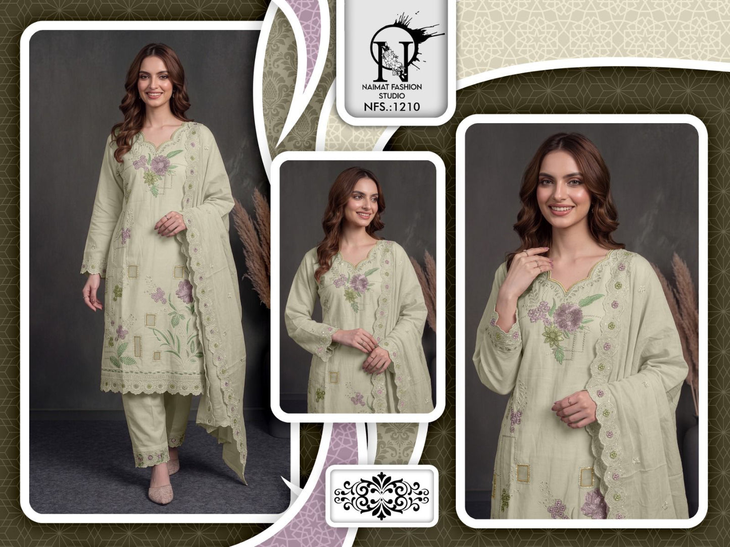 Nfs 1210 Naimat Fashion Studio Cambric Cotton Pakistani Readymade Suits Supplier