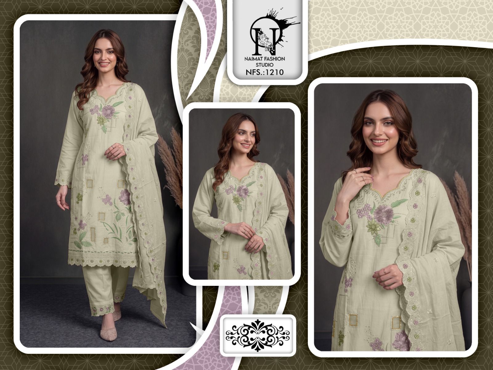 Nfs 1210 Naimat Fashion Studio Cambric Cotton Pakistani Readymade Suits Supplier