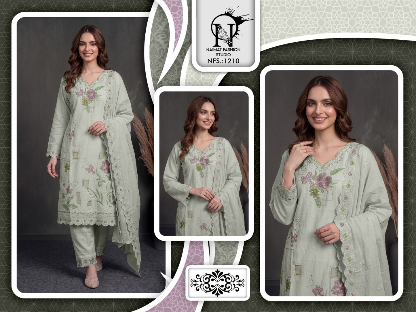 Nfs 1210 Naimat Fashion Studio Cambric Cotton Pakistani Readymade Suits Supplier