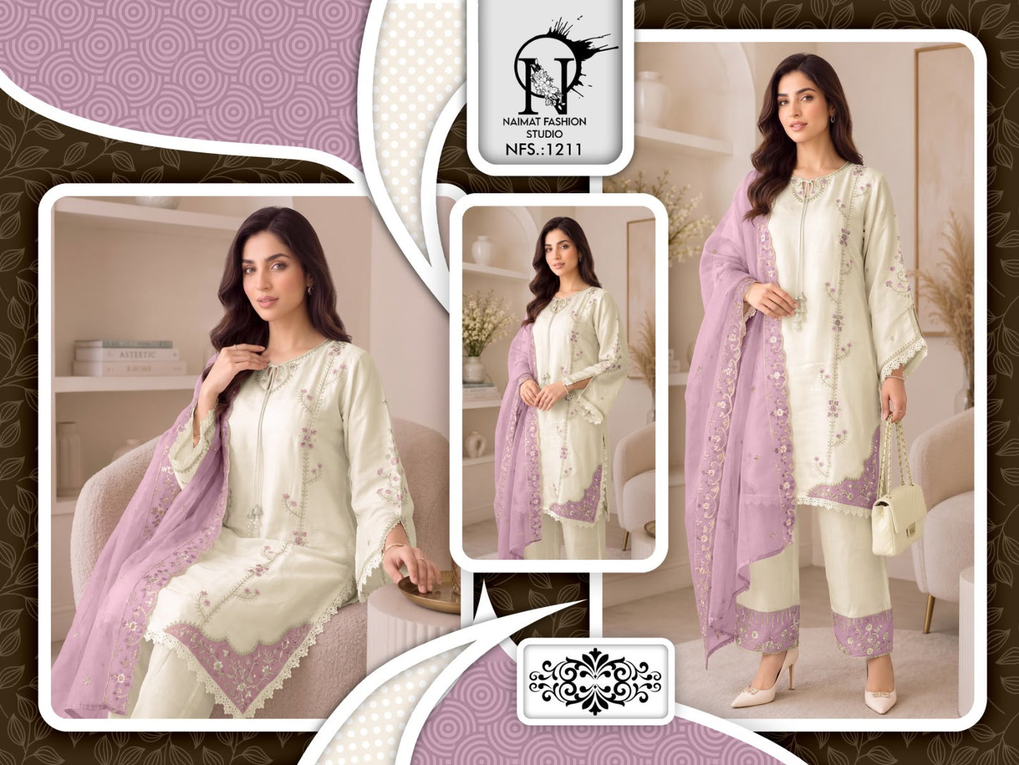 Nfs 1211 Naimat Fashion Studio Roman Pakistani Readymade Suits Wholesale Price