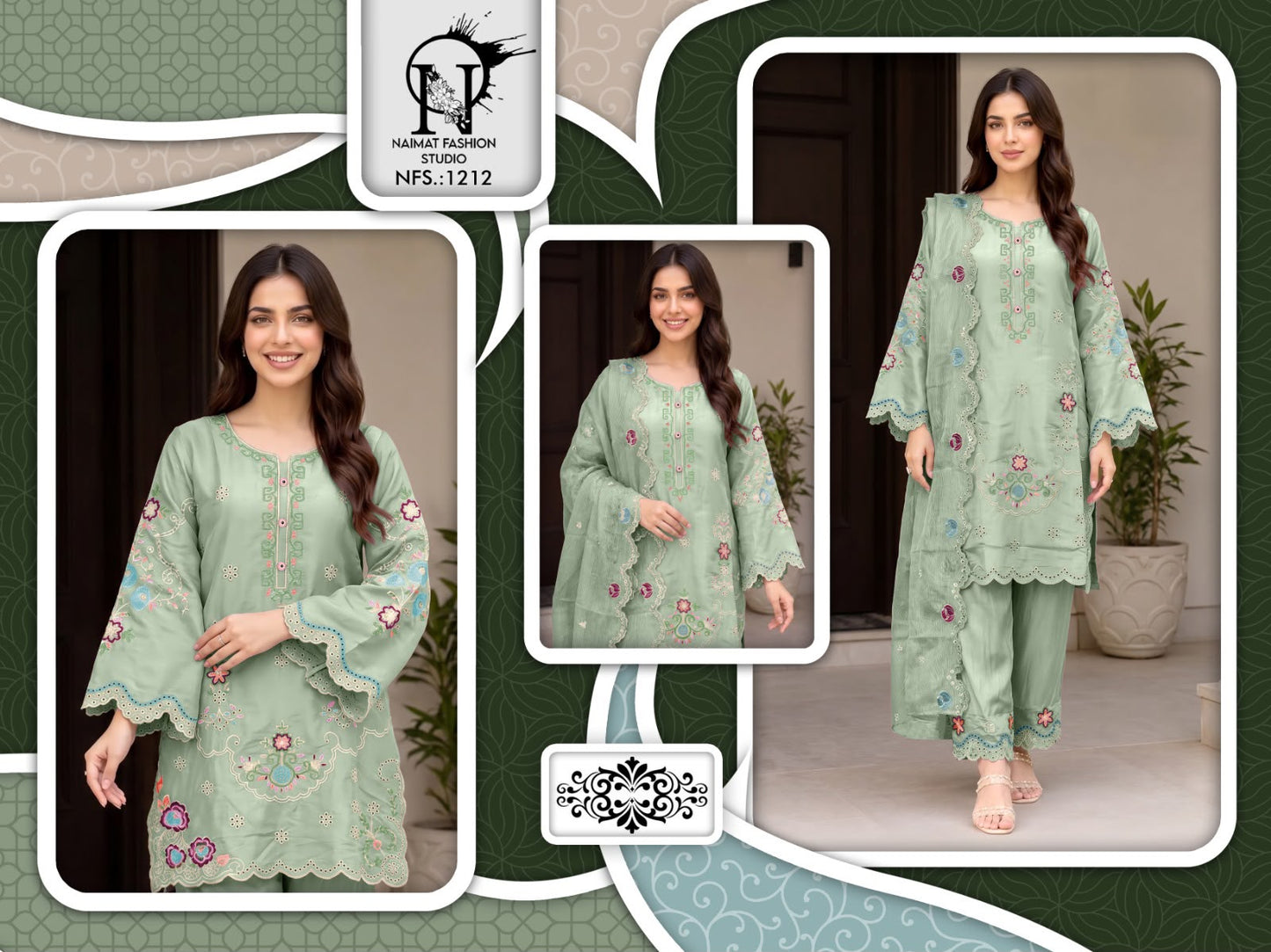 Nfs 1212 Naimat Fashion Studio Roman Pakistani Readymade Suits Exporter