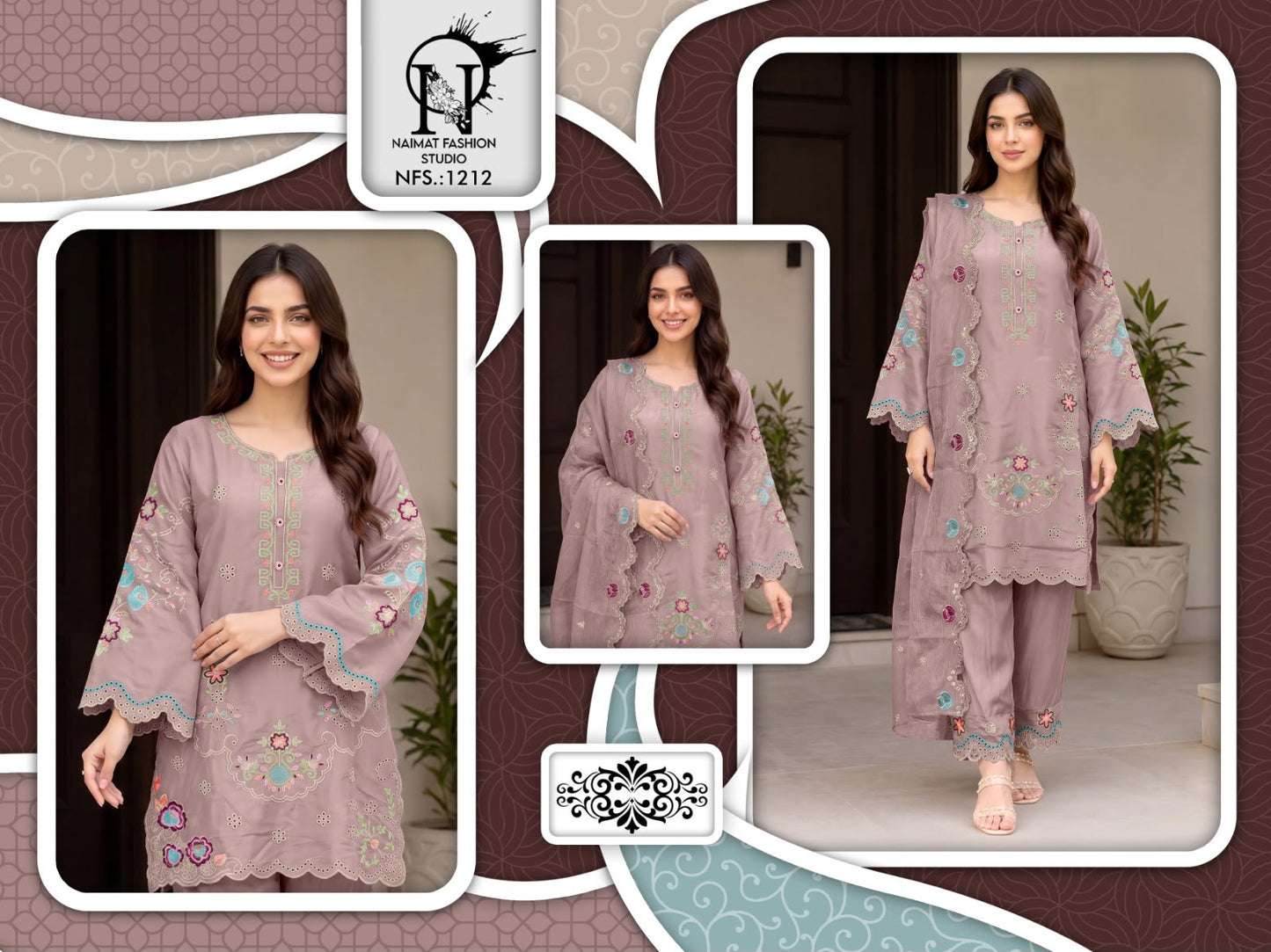 Nfs 1212 Naimat Fashion Studio Roman Pakistani Readymade Suits Exporter