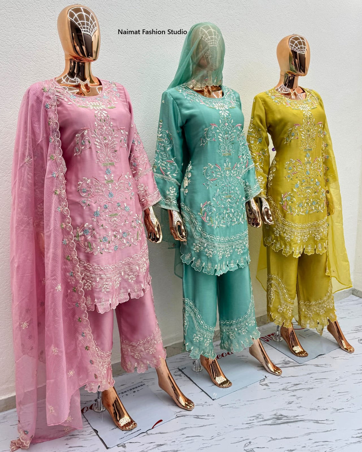 Nfs 1215 Naimat Fashion Studio Chiffon Pakistani Readymade Suits Wholesale
