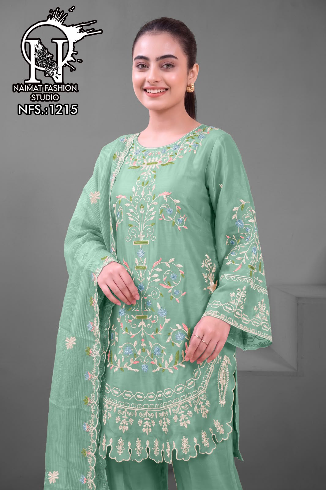 Nfs 1215 Naimat Fashion Studio Chiffon Pakistani Readymade Suits Wholesale