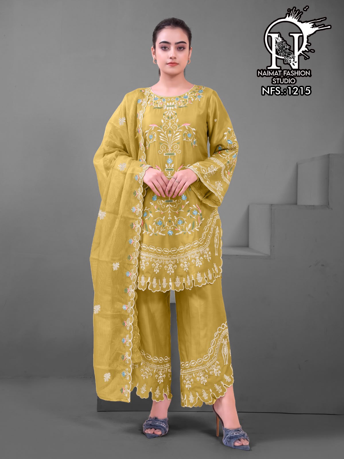 Nfs 1215 Naimat Fashion Studio Chiffon Pakistani Readymade Suits Wholesale