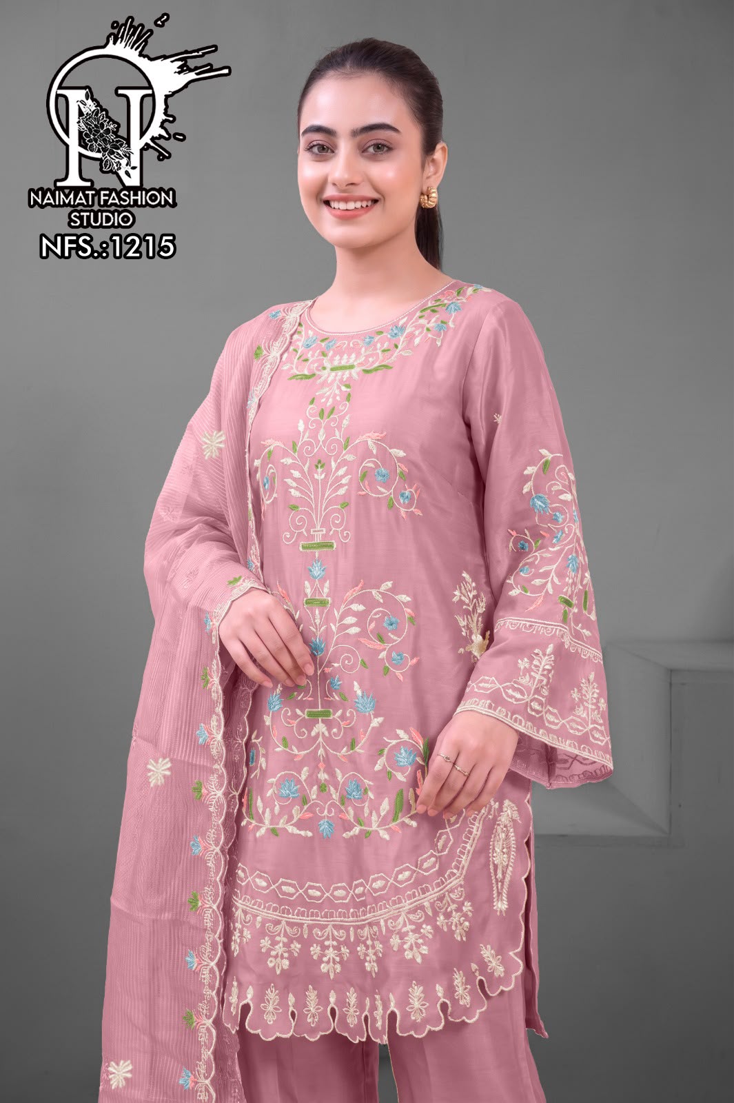 Nfs 1215 Naimat Fashion Studio Chiffon Pakistani Readymade Suits Wholesale