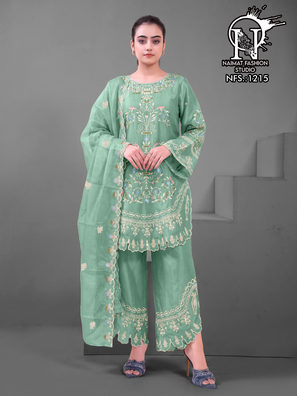 Nfs 1215 Naimat Fashion Studio Chiffon Pakistani Readymade Suits Wholesale