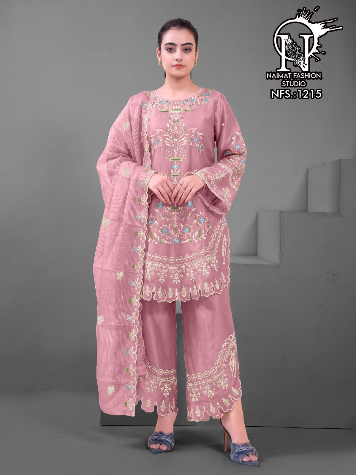 Nfs 1215 Naimat Fashion Studio Chiffon Pakistani Readymade Suits Wholesale