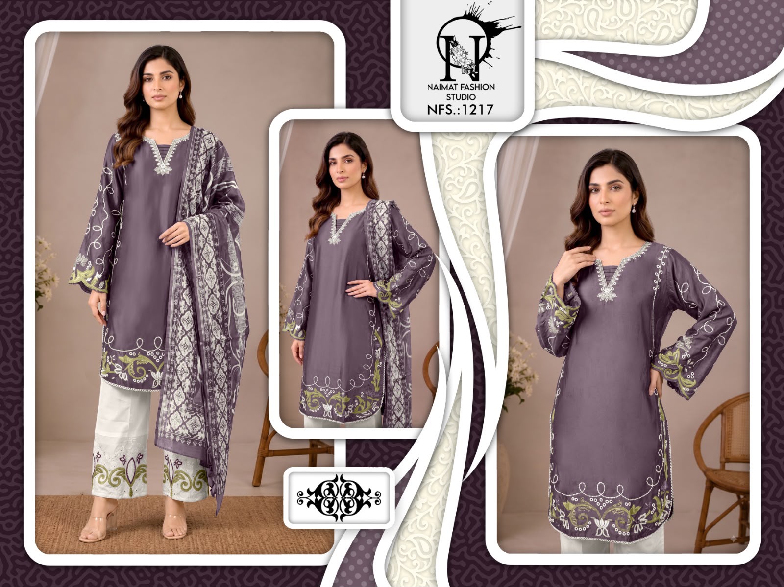 Nfs 1217 Gajji Naimat Fashion Studio Satin Pakistani Readymade Suits Manufacturer India
