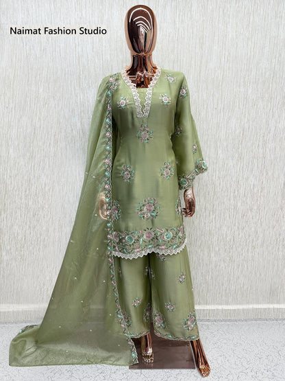 Nfs 1218 Naimat Fashion Studio Chiffon Pakistani Readymade Suits Wholesaler India