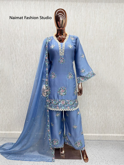 Nfs 1218 Naimat Fashion Studio Chiffon Pakistani Readymade Suits Wholesaler India
