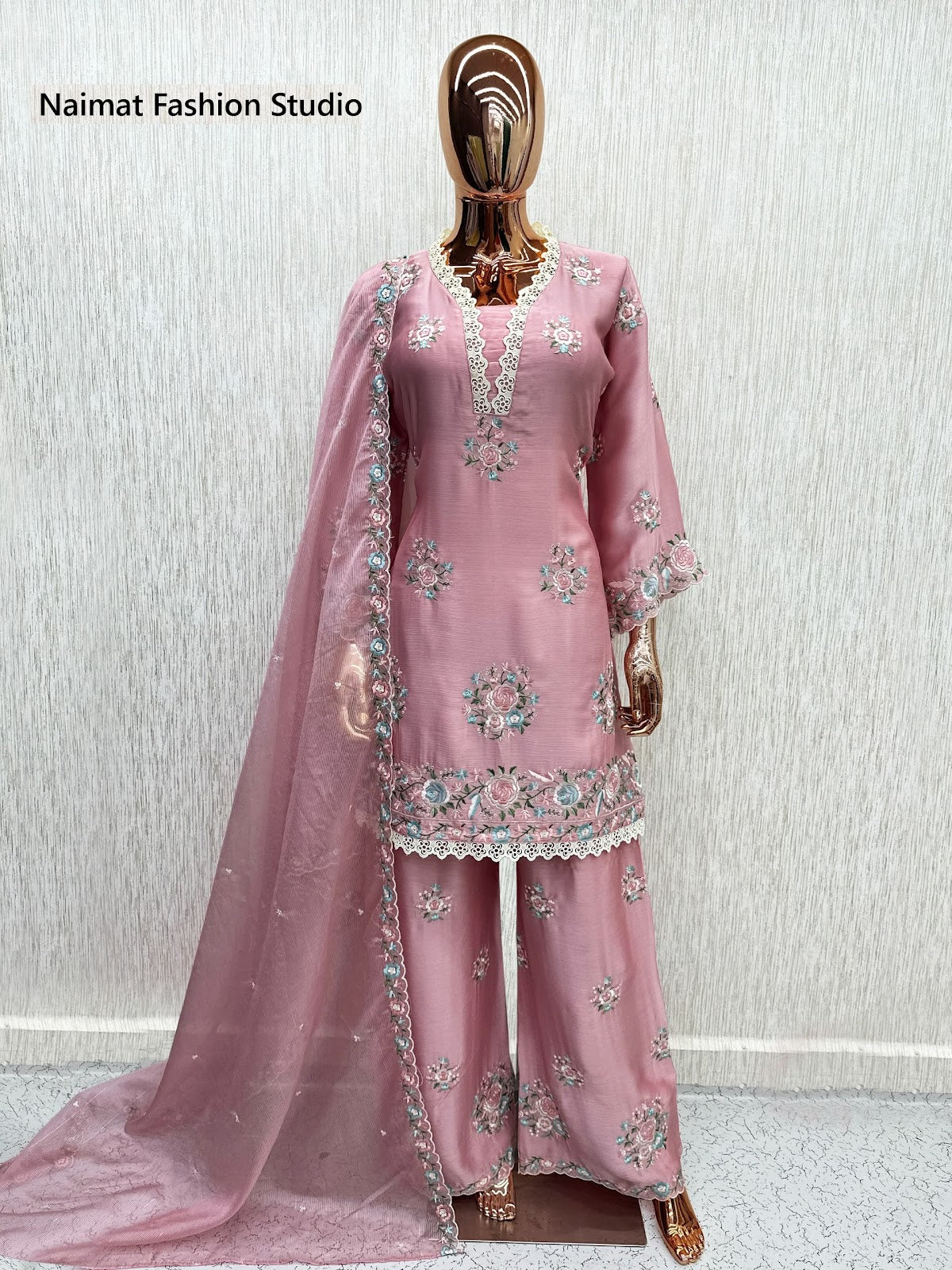 Nfs 1218 Naimat Fashion Studio Chiffon Pakistani Readymade Suits Wholesaler India