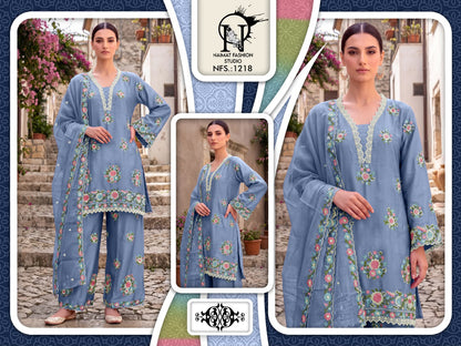 Nfs 1218 Naimat Fashion Studio Chiffon Pakistani Readymade Suits Wholesaler India
