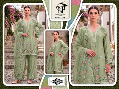 Nfs 1218 Naimat Fashion Studio Chiffon Pakistani Readymade Suits Wholesaler India