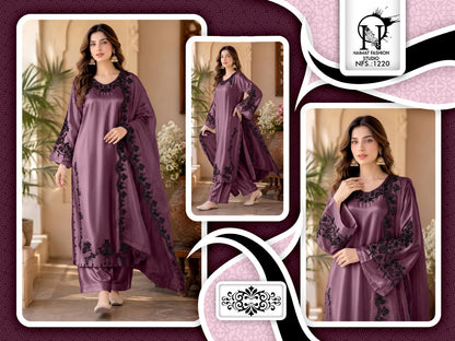 Nfs 1220 Naimat Fashion Studio Satin Pakistani Readymade Suits Wholesale