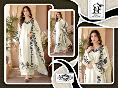 Nfs 1220 Naimat Fashion Studio Satin Pakistani Readymade Suits Wholesale
