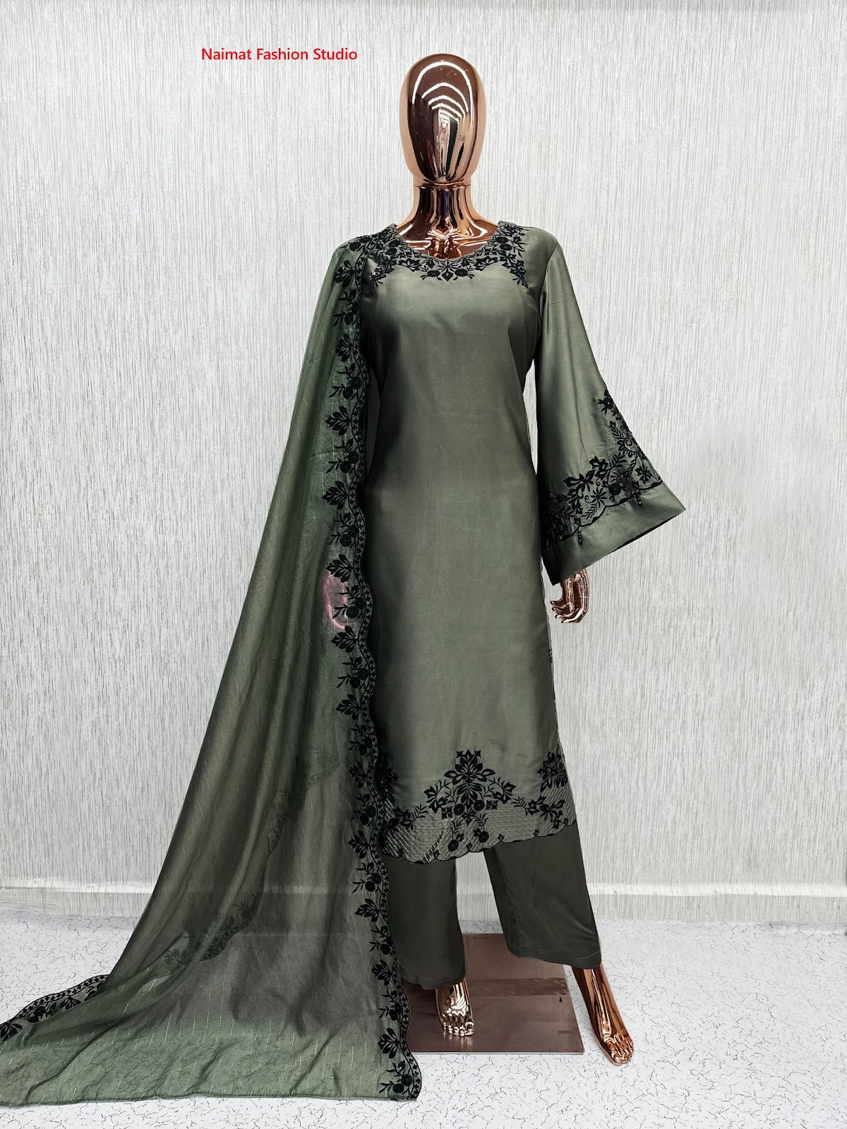 Nfs 1220 Naimat Fashion Studio Satin Pakistani Readymade Suits Wholesale