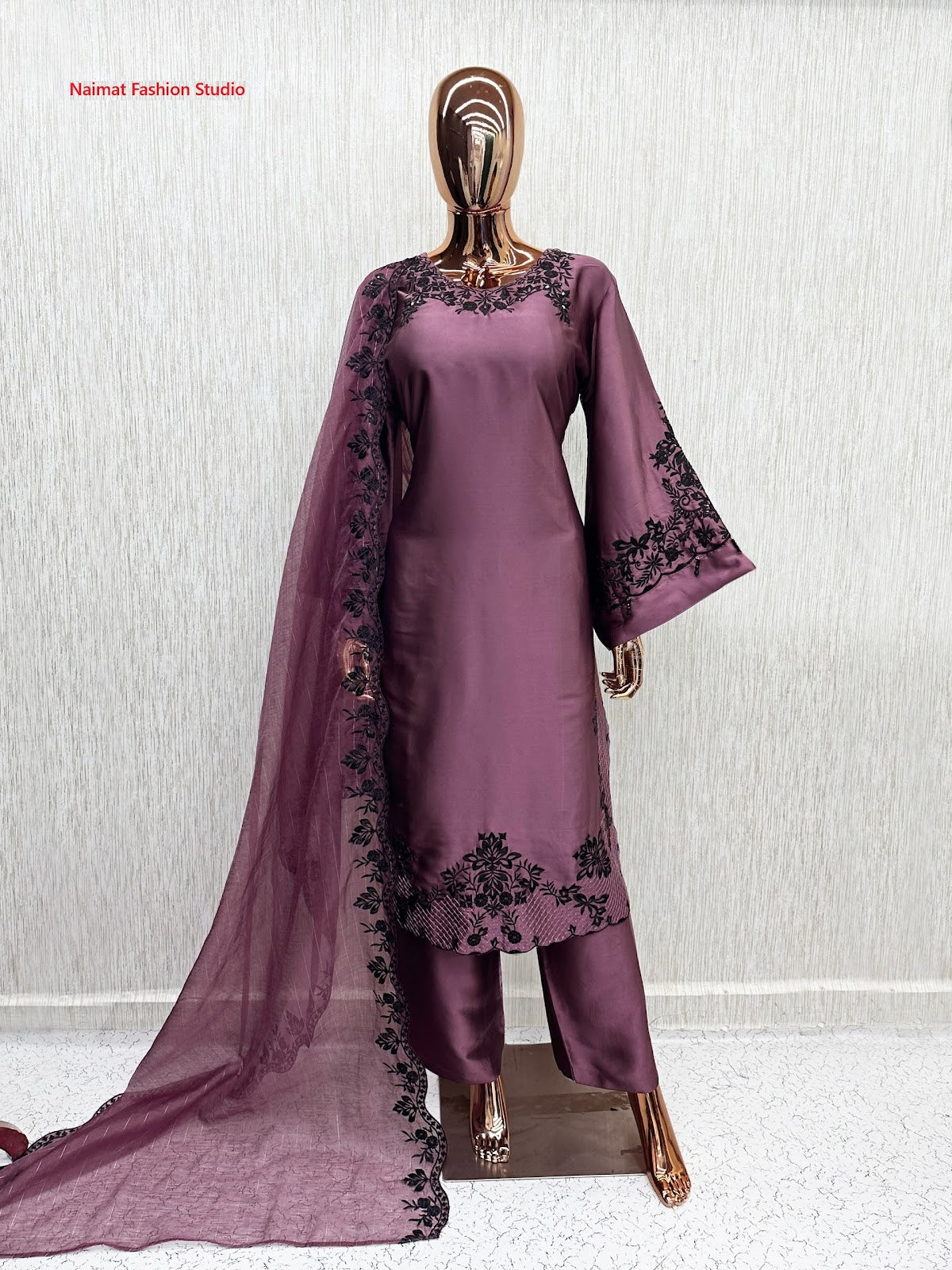 Nfs 1220 Naimat Fashion Studio Satin Pakistani Readymade Suits Wholesale