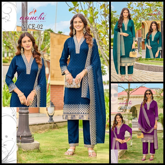 Nice Aanchi Vichitra Silk Readymade Pant Style Suits Wholesaler Gujarat