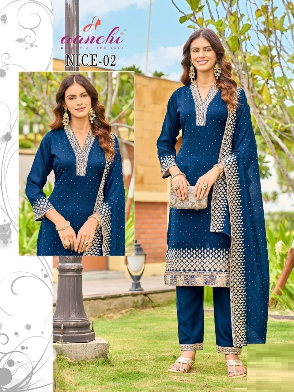 Nice Aanchi Vichitra Silk Readymade Pant Style Suits Wholesaler Gujarat
