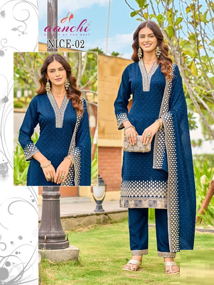 Nice Aanchi Vichitra Silk Readymade Pant Style Suits Wholesaler Gujarat