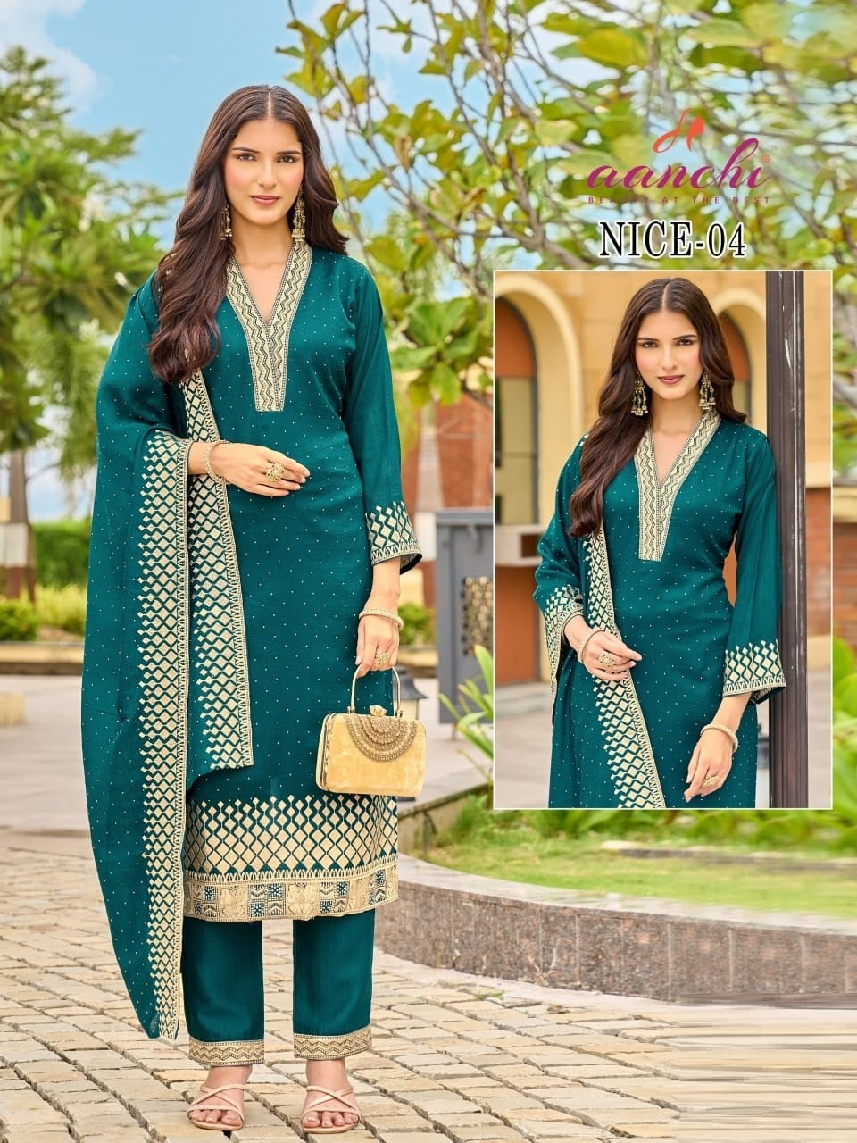 Nice Aanchi Vichitra Silk Readymade Pant Style Suits Wholesaler Gujarat