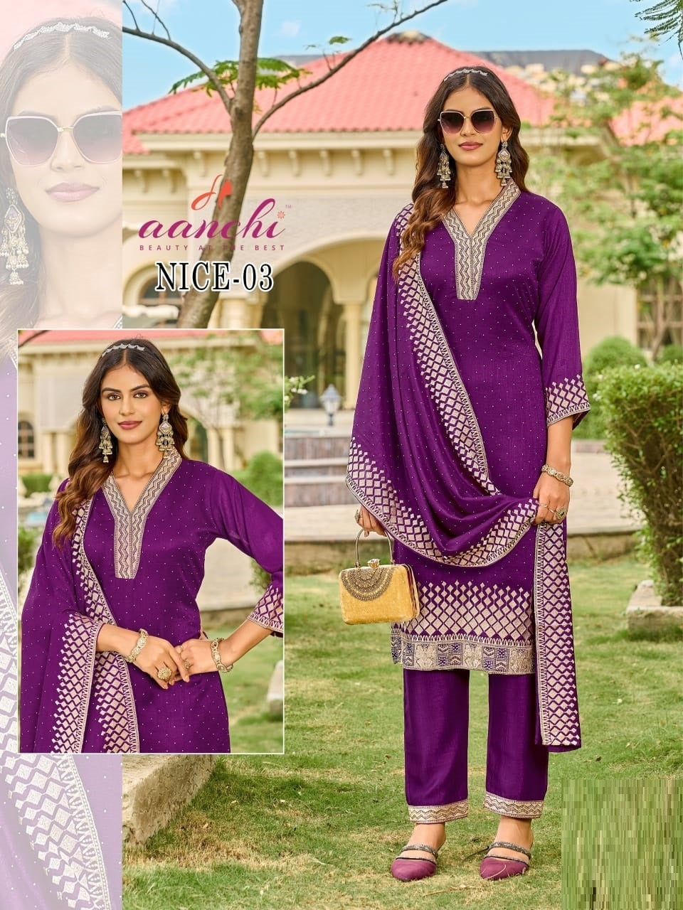 Nice Aanchi Vichitra Silk Readymade Pant Style Suits Wholesaler Gujarat