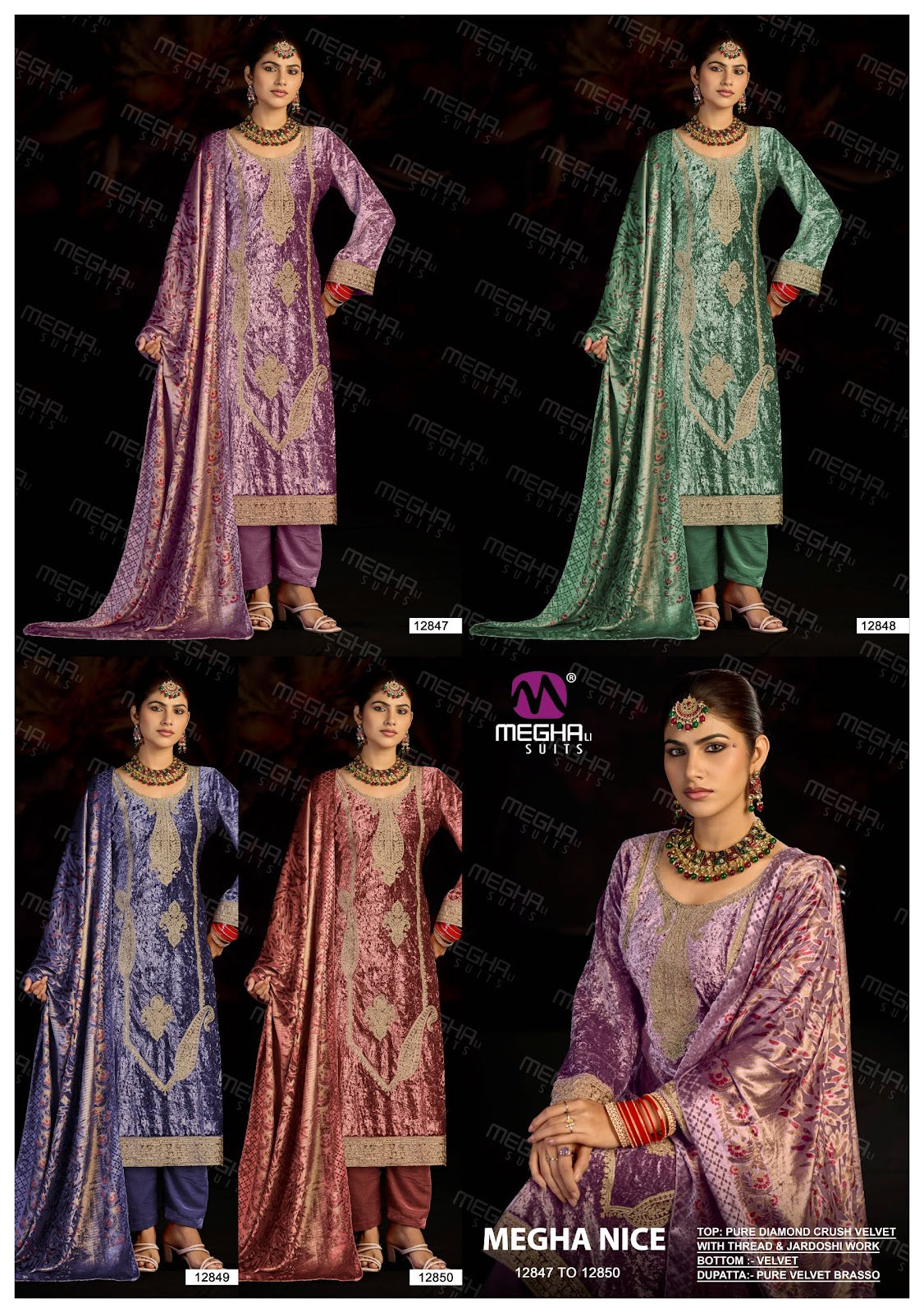 Nice Megha Crush Velvet Suits Wholesaler