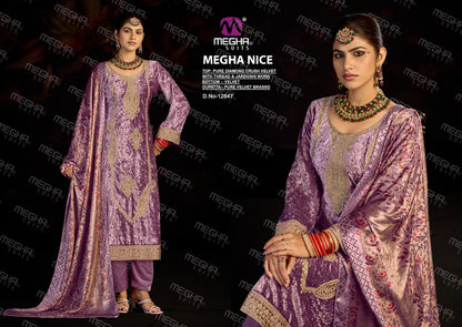 Nice Megha Crush Velvet Suits Wholesaler