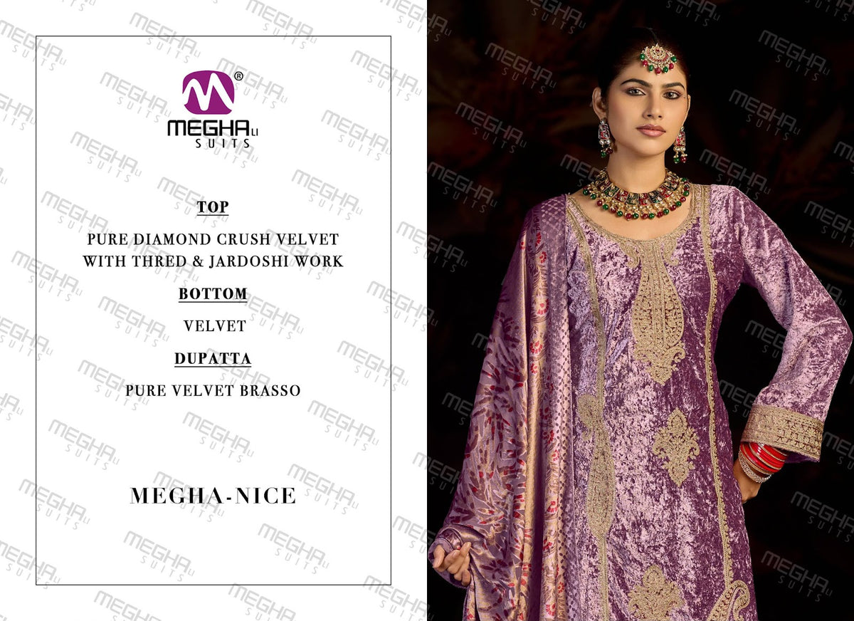 Nice Megha Crush Velvet Suits Wholesaler