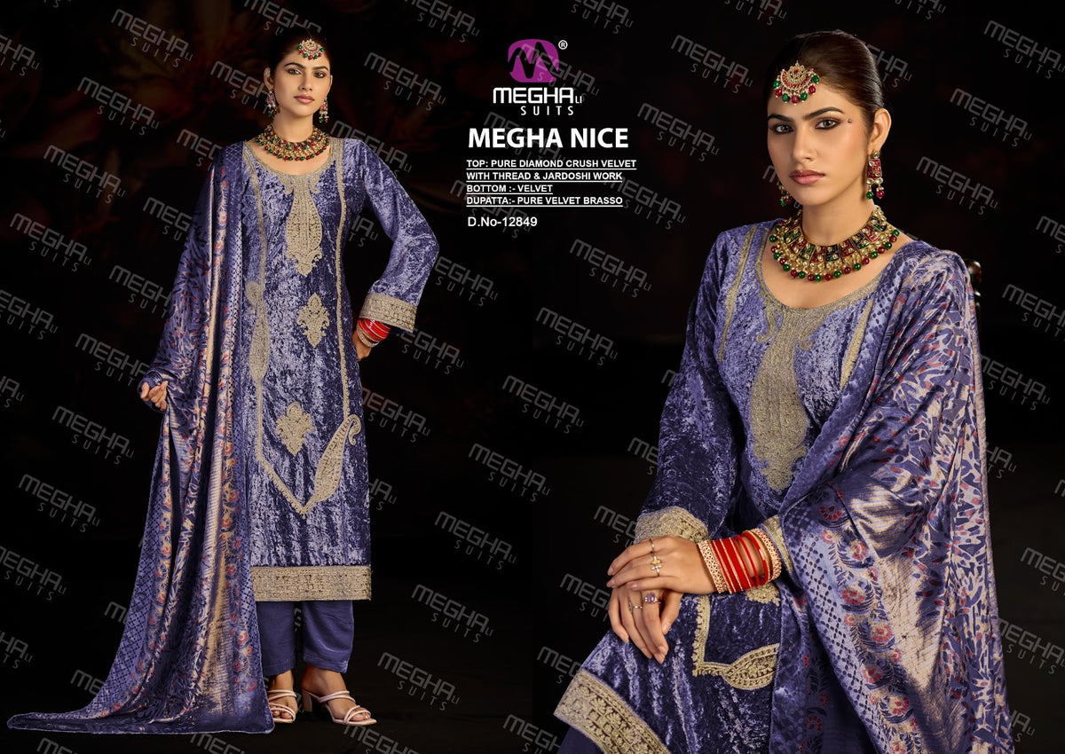 Nice Megha Crush Velvet Suits Wholesaler