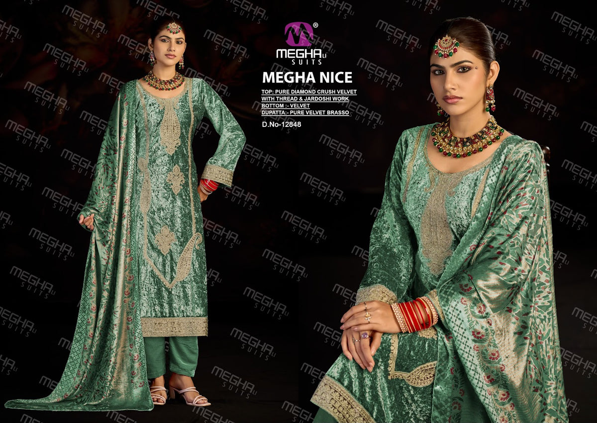 Nice Megha Crush Velvet Suits Wholesaler