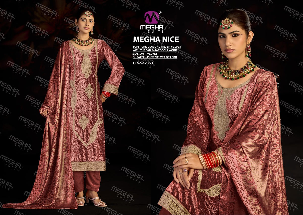 Nice Megha Crush Velvet Suits Wholesaler
